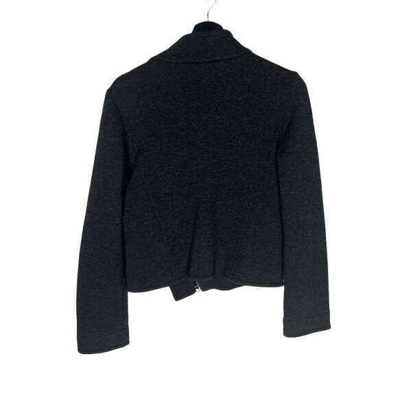 Eileen Fisher Grey Asymmetrical Zip Up Wool Blend Jacket Small Petite - Picture 3 of 8